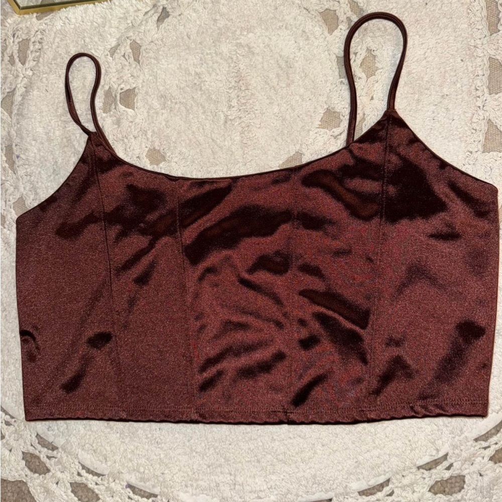 Elegant Brown Satin Top